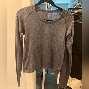 Lululemon Black and Grey Striped Swiftly Long Sleeve